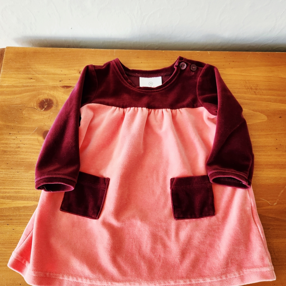 Hanna Andersson 6-9m Long-Sleeve Velvet Dress Top